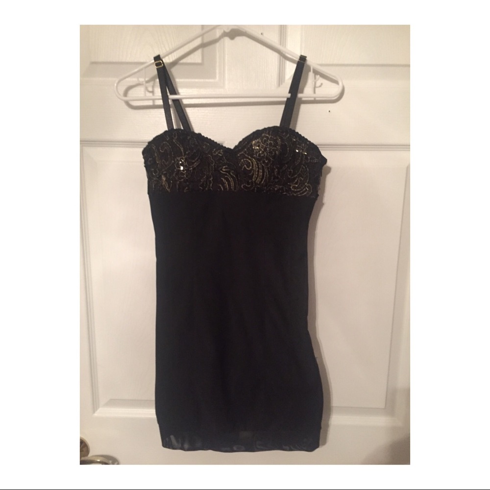 Black Dress with light gold embellishment size S